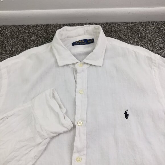 Polo Ralph Lauren Shirt Linen Long Sleeve White Button Down Mens 2XL - Picture 1 of 9
